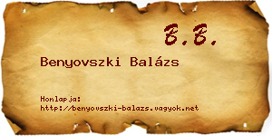 Benyovszki Balázs névjegykártya